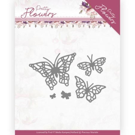 (PM10193)Dies - Precious Marieke - Pretty Flowers - Pretty Butterflies
