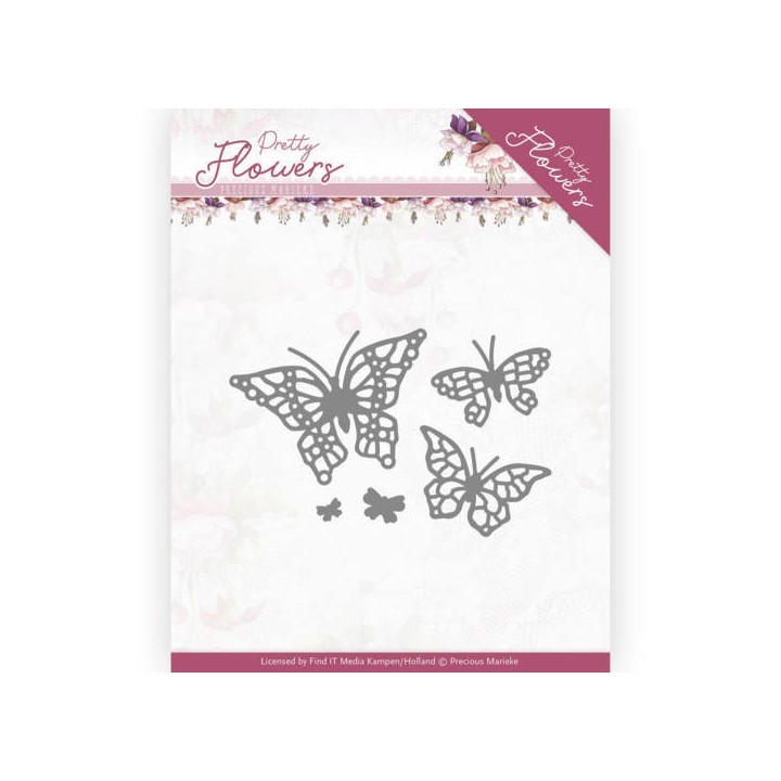 (PM10193)Dies - Precious Marieke - Pretty Flowers - Pretty Butterflies
