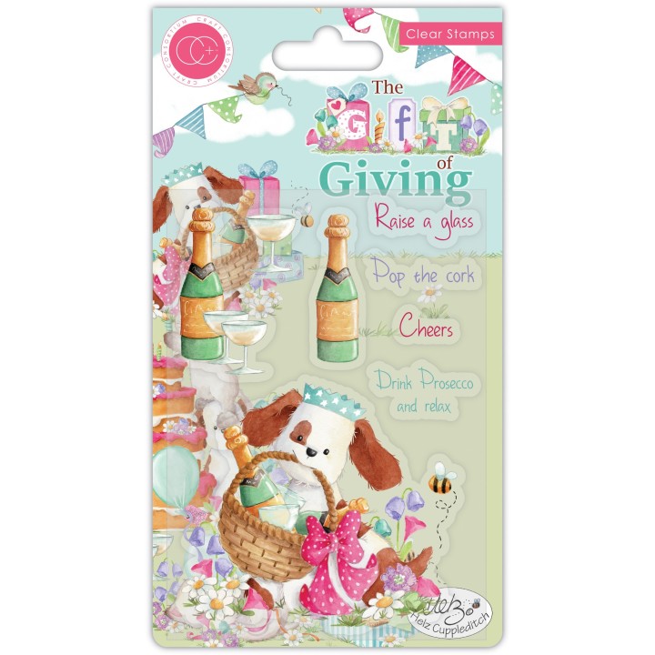 (CCSTMP042)Craft Consortium The Gift of Giving Clear Stamps Pop the Cork