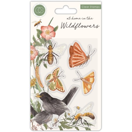 (CCSTMP037)Craft Consortium At Home in the Wildflowers Clear Stamps Bees & Butterflies