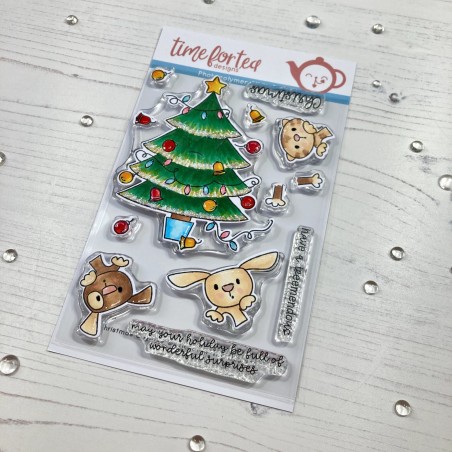 (T4T/412/Chr/Cle)Time For Tea Christmas Surprise Clear Stamps