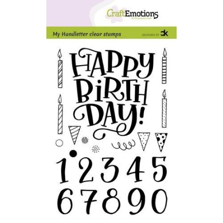 (2206)CraftEmotions clearstamps A6 - handletter - Happy Brithday & numbers (Eng) Carla Kamphuis