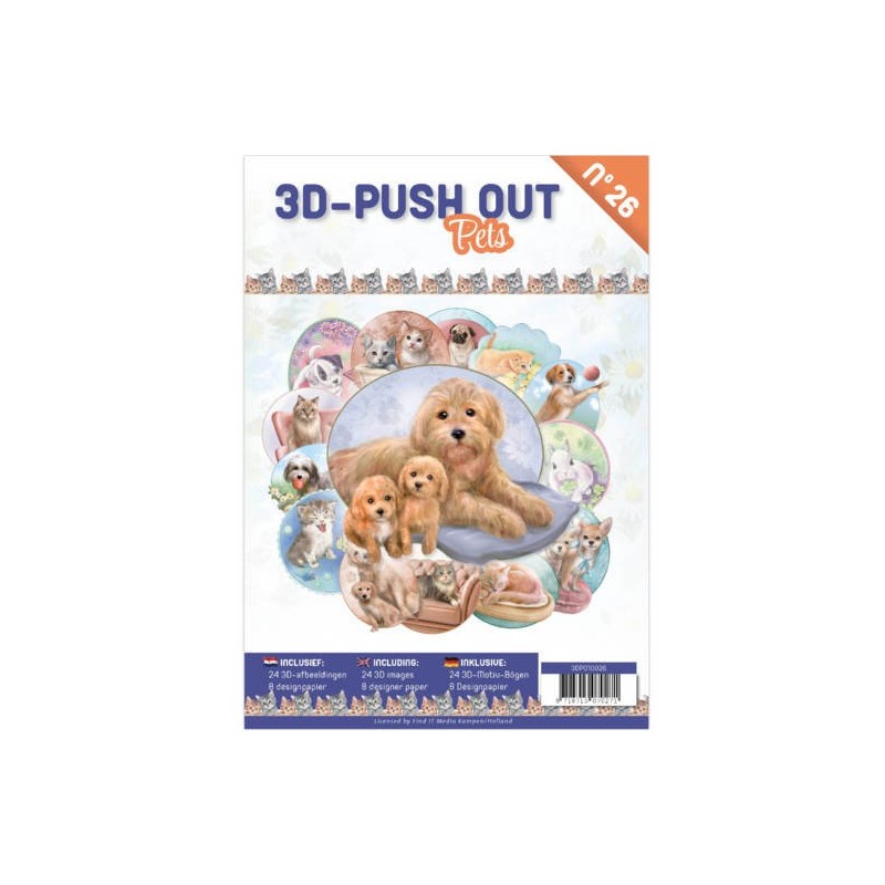 (3DPO10026)3D Push Out boek 26 - Pets