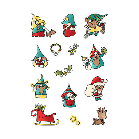 (LDRSPD224)LDRS Creative Holiday Gnomes Set4x6 Inch Clear Stamps