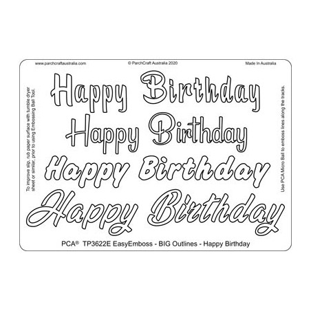 (TP3622E)PCA-UK® - EasyEmboss Big Outlines Happy Birthday