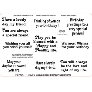 (TP3990E)PCA-UK® - EasyEmboss Birthday Sentiments