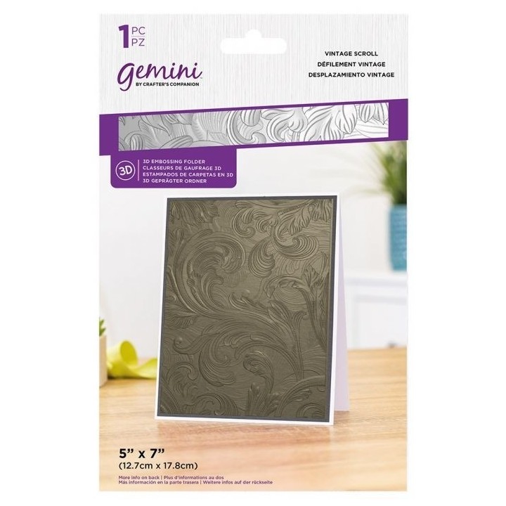 (GEM-EF5-3D-VSC)Gemini Vintage Scroll 3D Embossing Folder