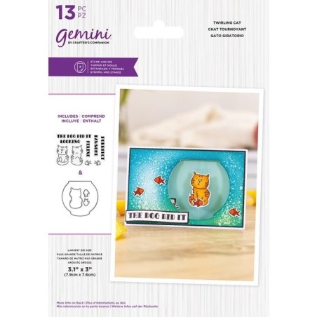 (GEM-STD-TWIRLCT)Gemini Twirling Cat Stamp & Die