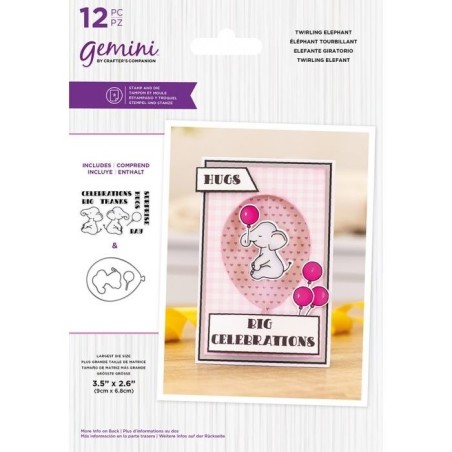 (GEM-STD-TWIRLET)Gemini Twirling Elephant Stamp & Die