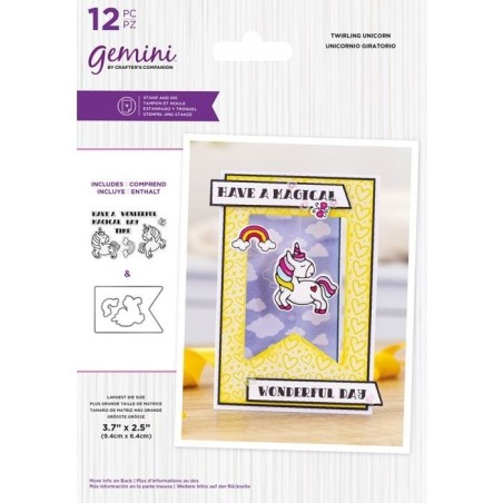 (GEM-STD-TWIRLUN)Gemini Twirling Unicorn Stamp & Die