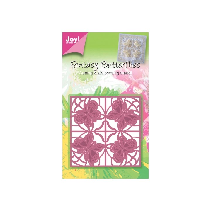 (6002/0243)Cutting & Embossing stencil vierkant vlinder