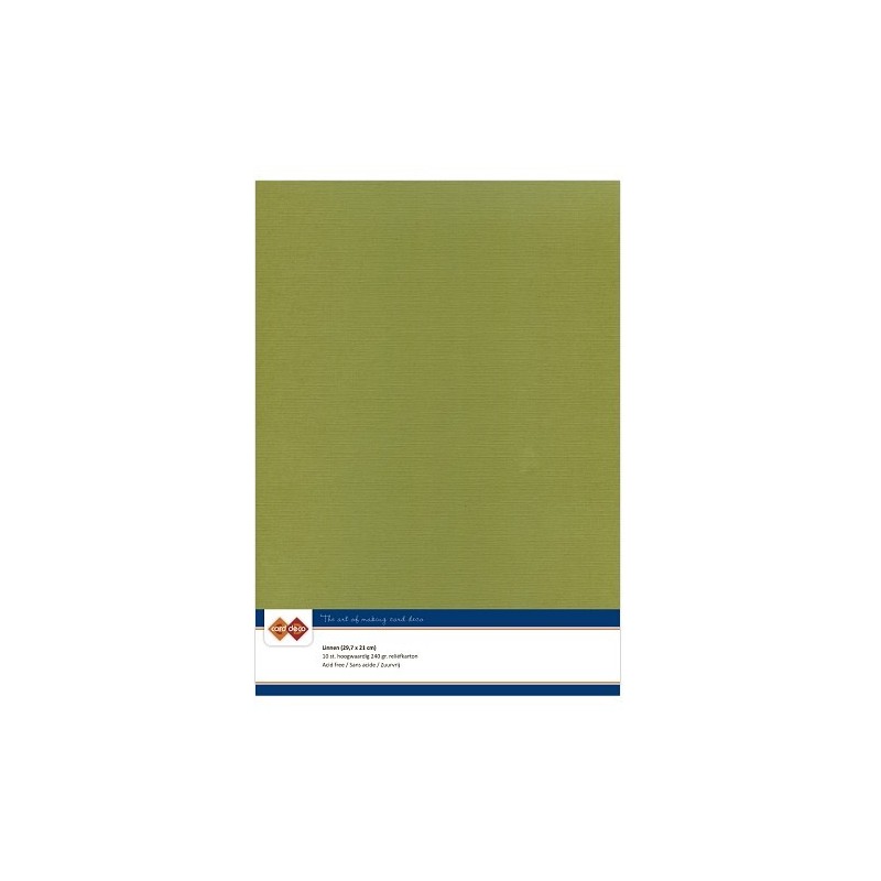 (LKK-A446)Linen Cardstock - A4 - Olijfgroen