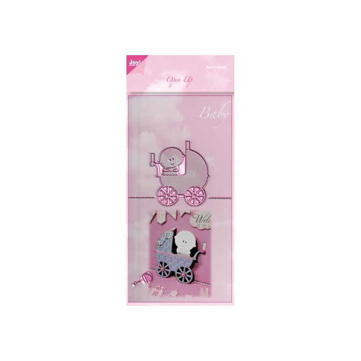 (6003/2007)Cutting & Embossing stencil Baby met kinderwagen