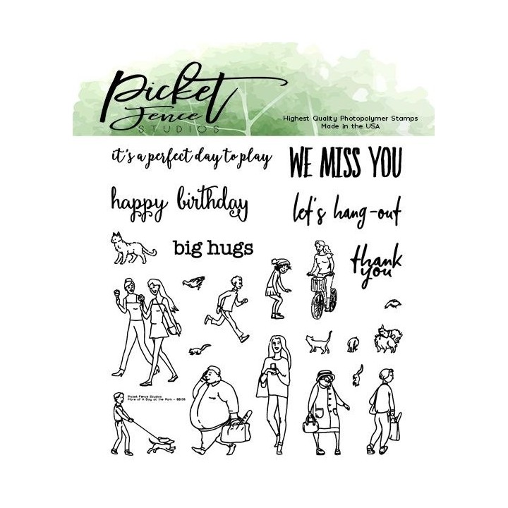 (BB-138)Picket Fence Studios More for A Walk in the Park 4x4 Inch Clear Stamps