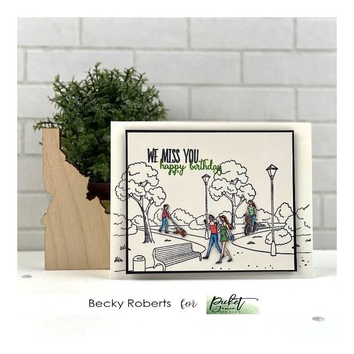 (BB-138)Picket Fence Studios More for A Walk in the Park 4x4 Inch Clear Stamps