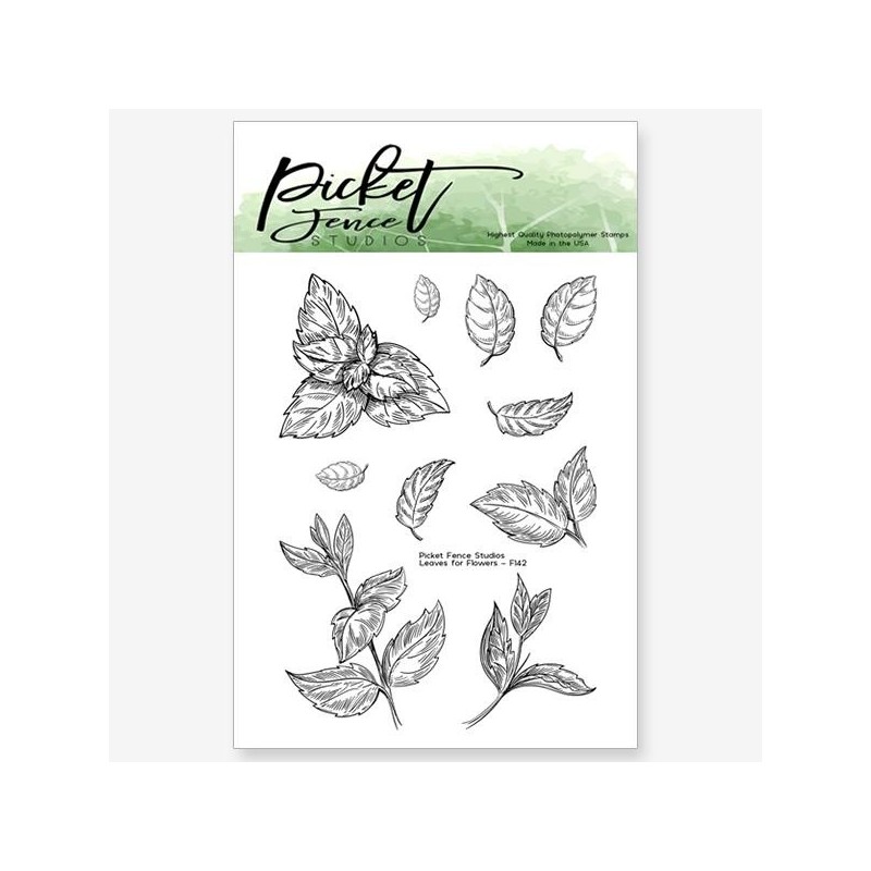 (F-142)Picket Fence Studios Leaves for Flowers 3x4 Inch Clear Stamps