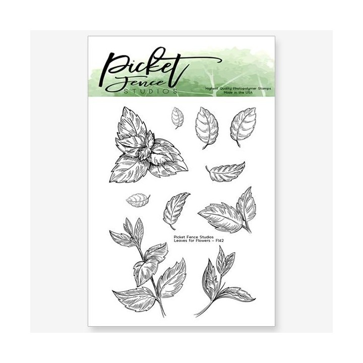 (F-142)Picket Fence Studios Leaves for Flowers 3x4 Inch Clear Stamps