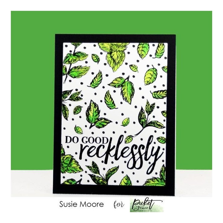 (F-142)Picket Fence Studios Leaves for Flowers 3x4 Inch Clear Stamps