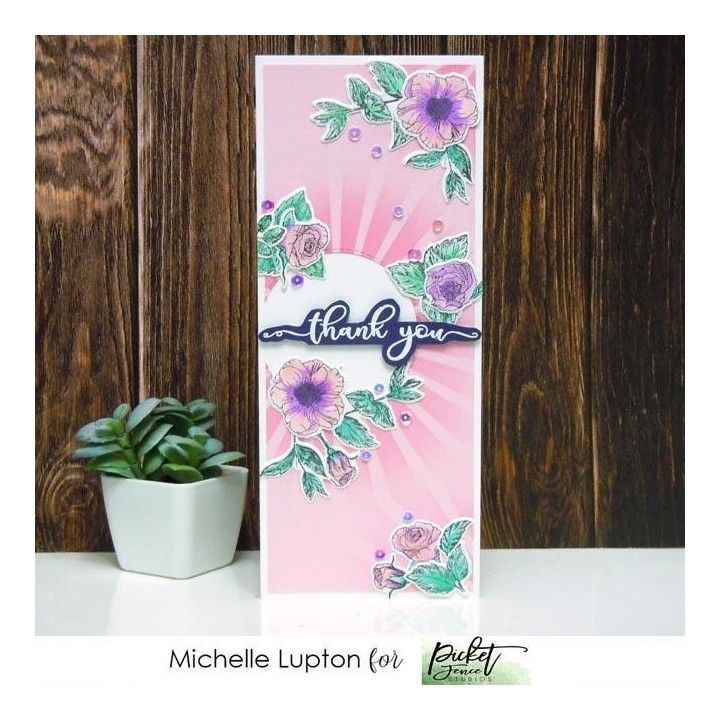 (F-142)Picket Fence Studios Leaves for Flowers 3x4 Inch Clear Stamps