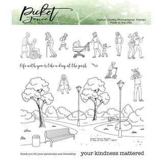 (BB-137)Picket Fence Studios A Walk in the Park 6x6 Inch Clear Stamps