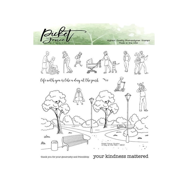 (BB-137)Picket Fence Studios A Walk in the Park 6x6 Inch Clear Stamps