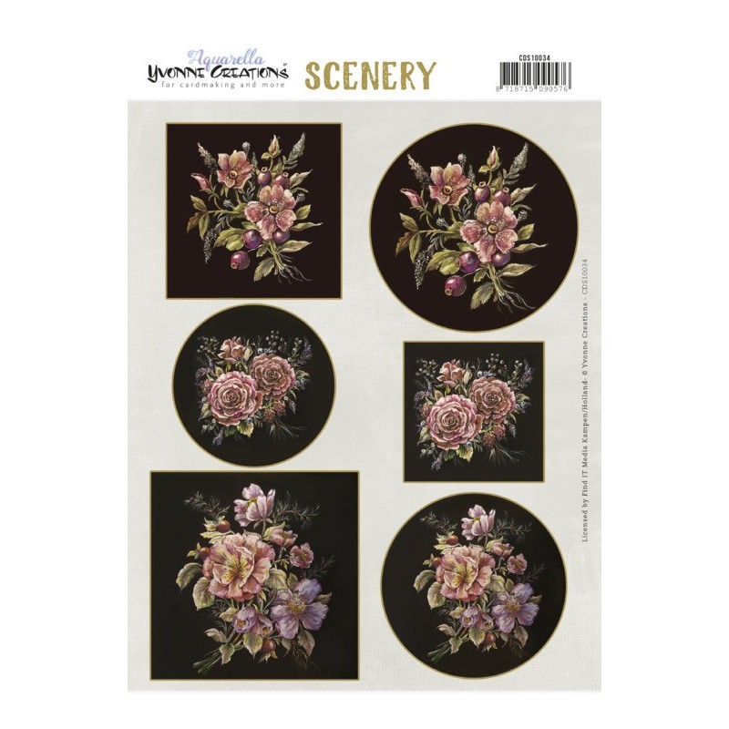 (CDS10034)Scenery - Yvonne Creations - Aquarella - Antique Flowers