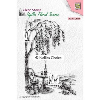 (IFS031)Nellie`s Choice Clearstamp - Idyllic Floral Outside seating with tree