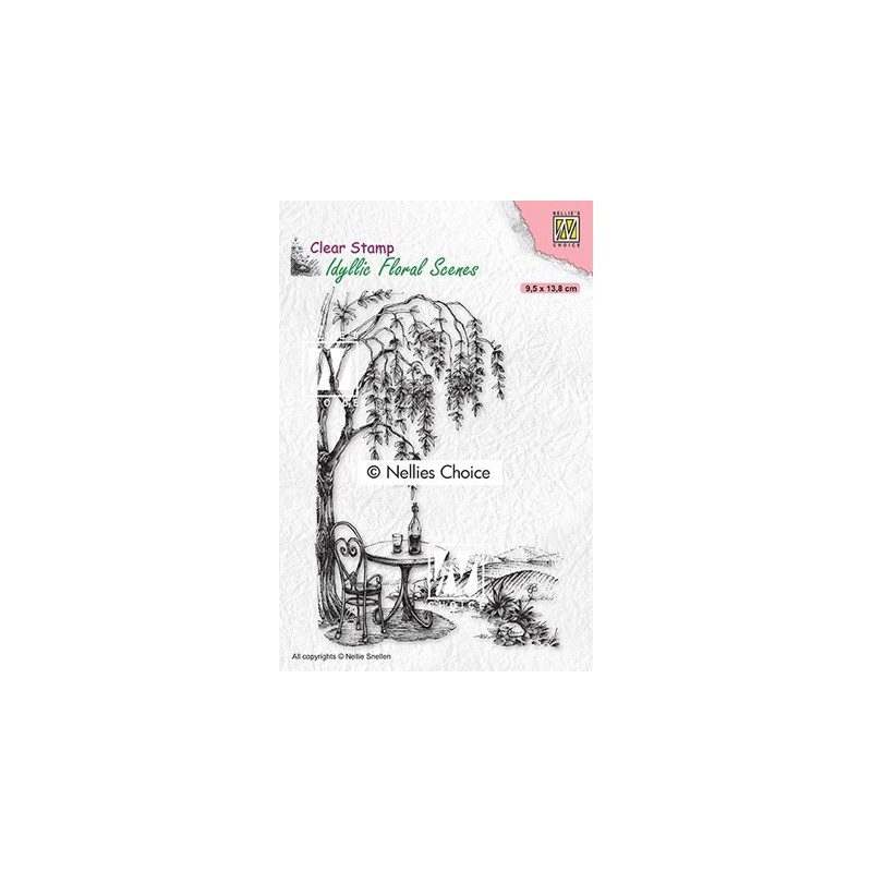 (IFS031)Nellie`s Choice Clearstamp - Idyllic Floral Outside seating with tree