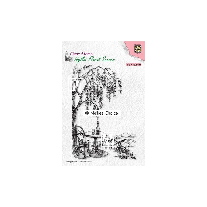 (IFS031)Nellie`s Choice Clearstamp - Idyllic Floral Outside seating with tree