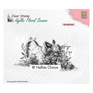 (IFS034)Nellie`s Choice Clearstamp - Idyllic Floral Vase with roses