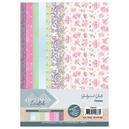 (CDEBG001)Card Deco Essentials Back Ground Sheets - Flowers