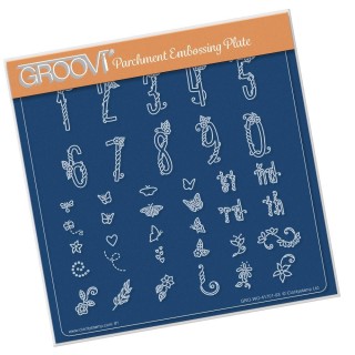 (GRO-WO-41701-03)Groovi Plate A5 HAPPY NUMBERS & EMBELLISHMENTS