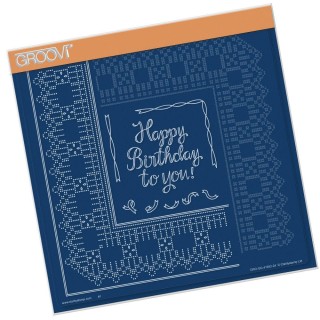 (GRO-GG-41692-24)Groovi Plate A4 PIERCING GRID BIRTHDAY RIBBON LACE DUET