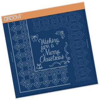 (GRO-GG-41691-24)Groovi Plate A4 PIERCING GRID CHRISTMAS RIBBON LACE DUET