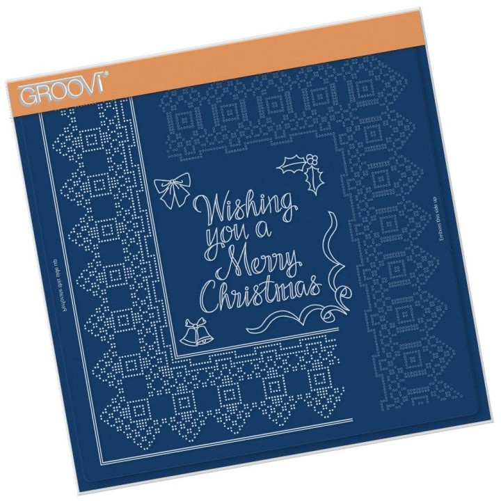 (GRO-GG-41691-24)Groovi Plate A4 PIERCING GRID CHRISTMAS RIBBON LACE DUET