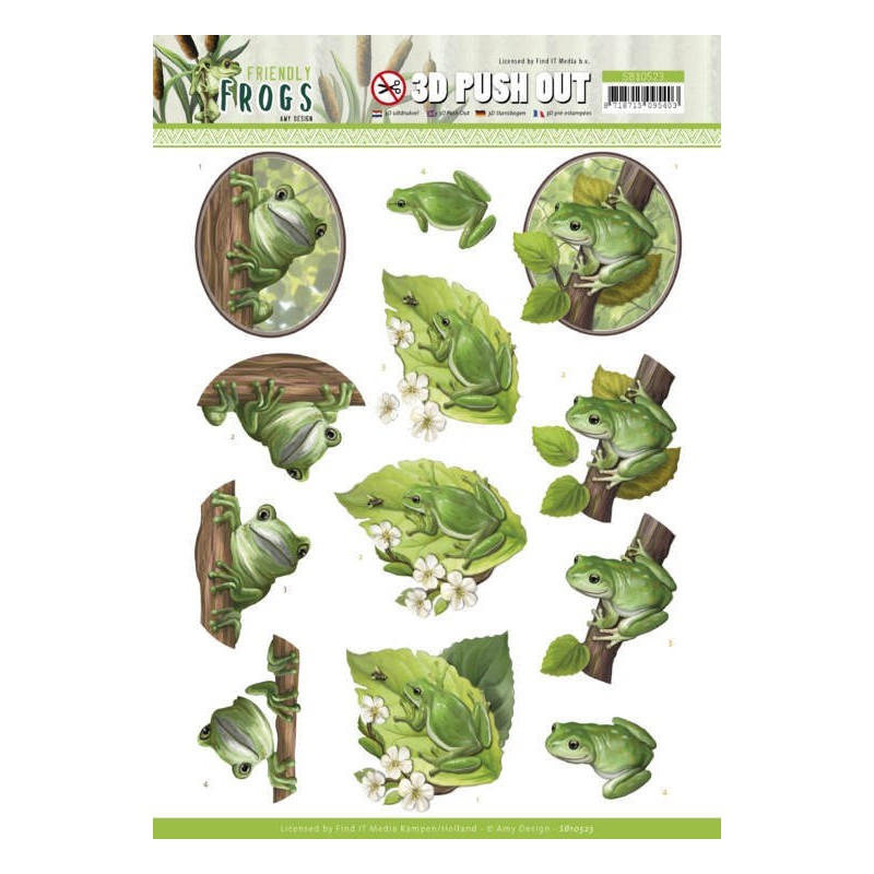(SB10523)3D Push Out - Amy Design - Friendly Frogs - Tree Frogs