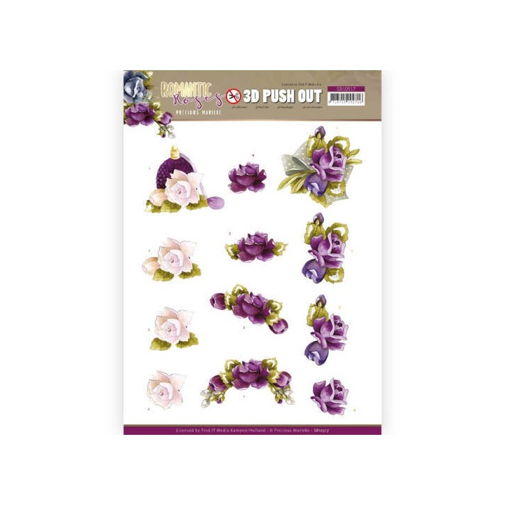 (SB10517)3D Push Out - Precious Marieke - Romantic Roses - Purple Rose