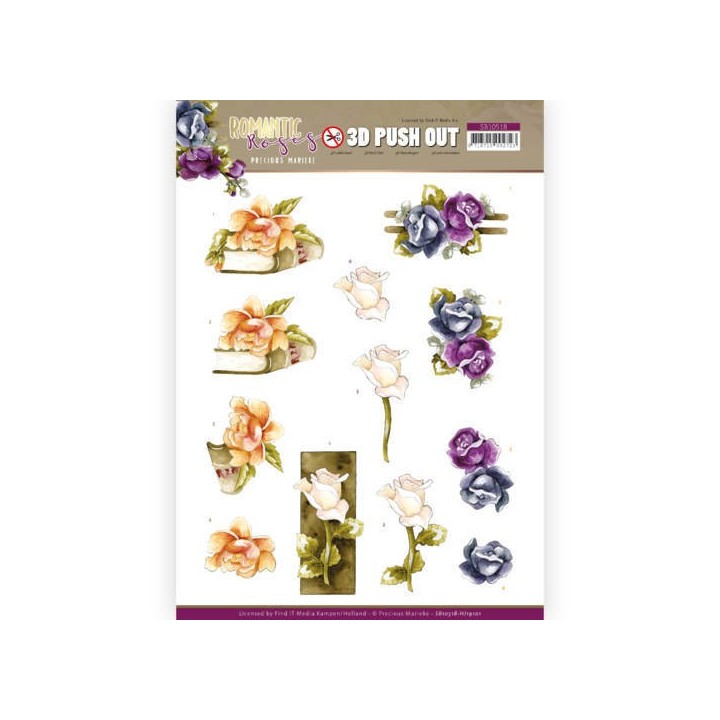 (SB10518)3D Push Out - Precious Marieke - Romantic Roses - Multicolor Rose