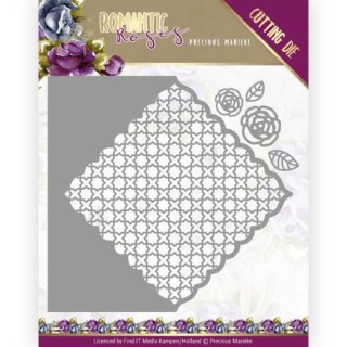 (PM10196)Dies - Precious Marieke - Romantic Roses - Rose Fence Square