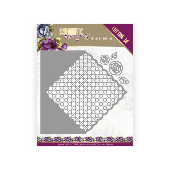 (PM10196)Dies - Precious Marieke - Romantic Roses - Rose Fence Square