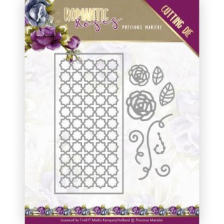 (PM10199)Dies - Precious Marieke - Romantic Roses - Rose Frence Rectangle