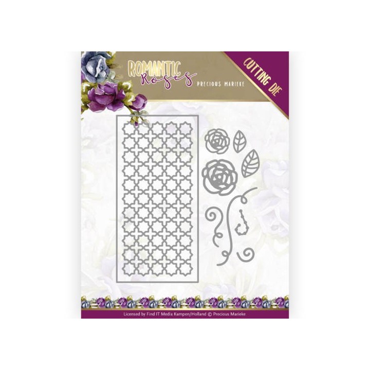 (PM10199)Dies - Precious Marieke - Romantic Roses - Rose Frence Rectangle