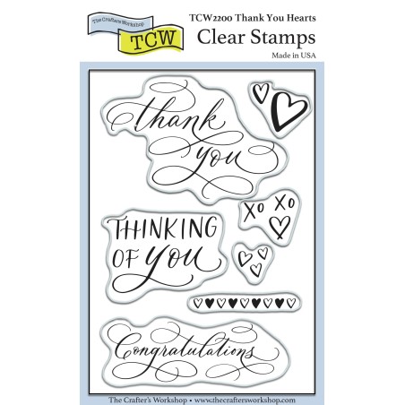 (TCW2200)The Crafter's Workshop Thank You Hearts 4x6 Inch Clear Stamp