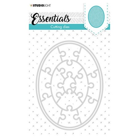 (STENCILSL386)Studio Light Cutting and Embossing Die Small shape oval puzzle Essentials nr.386