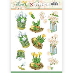 (SB10527)3D Push Out - Jeanine's Art – Welcome Spring - Yellow Tulips