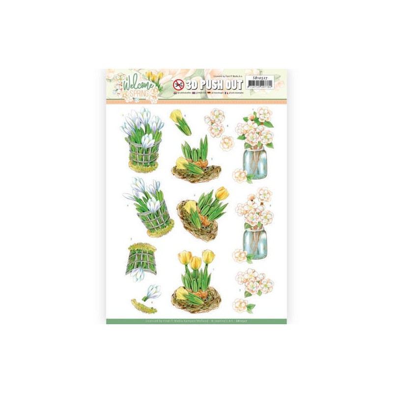 (SB10527)3D Push Out - Jeanine's Art – Welcome Spring - Yellow Tulips