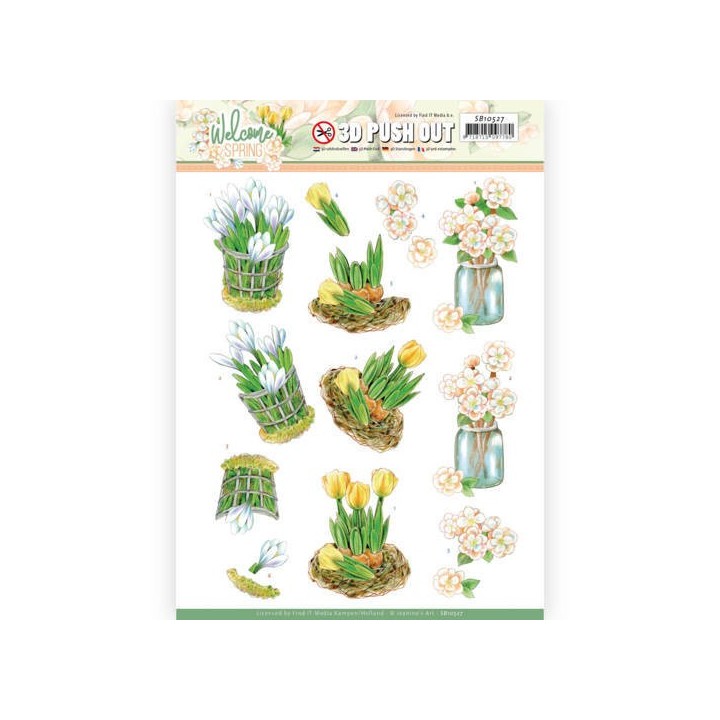 (SB10527)3D Push Out - Jeanine's Art – Welcome Spring - Yellow Tulips