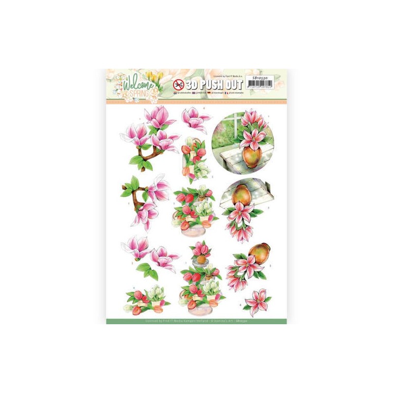 (SB10530)3D Push Out - Jeanine's Art - Welcome Spring - Pink Magnolia