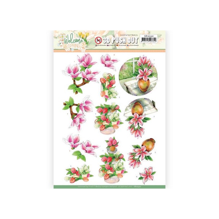 (SB10530)3D Push Out - Jeanine's Art - Welcome Spring - Pink Magnolia
