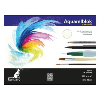 (K-5302)Kangaro Watercolour block off-white 24X32 cm 16 sheets 300 grs